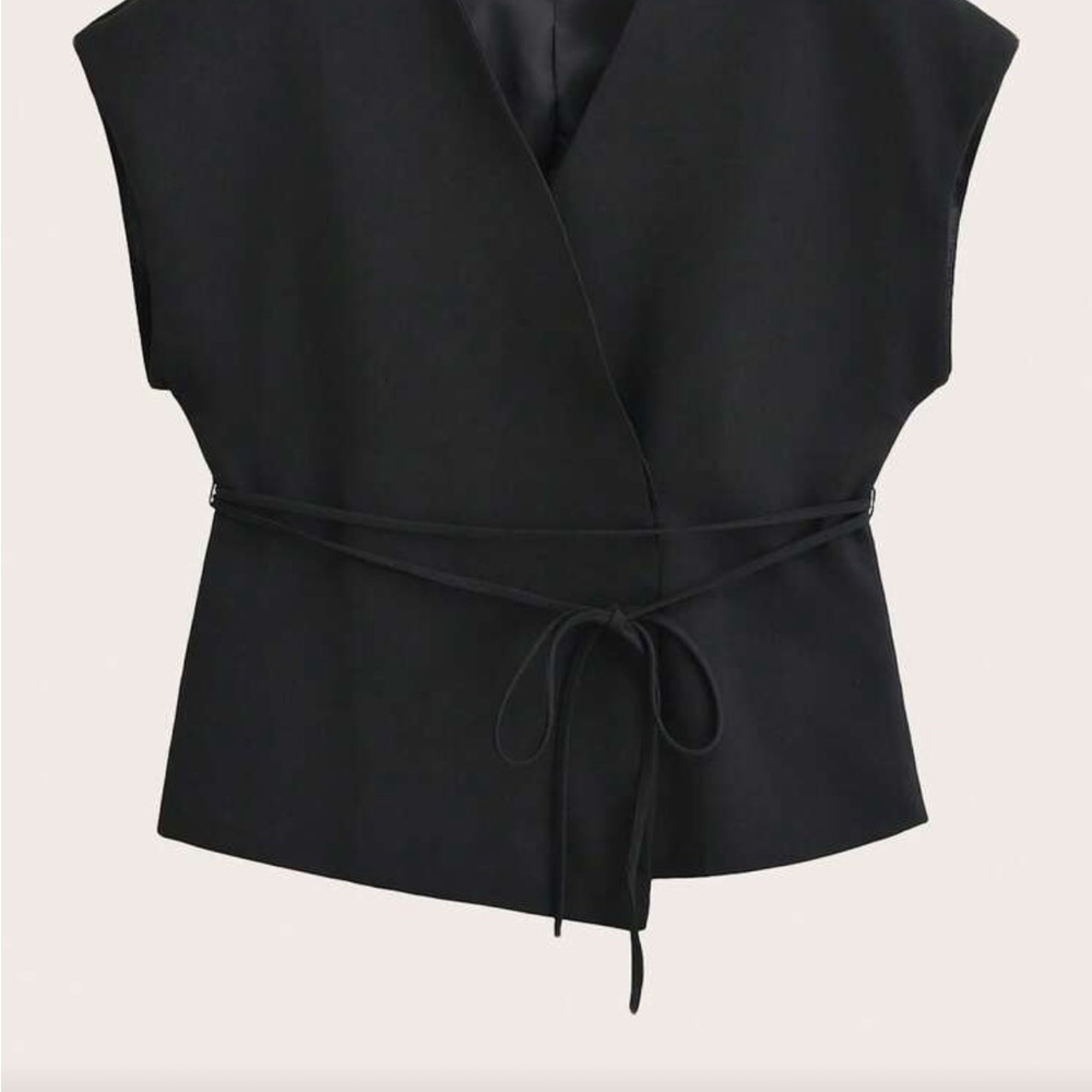 Black Casual Blouse Vest